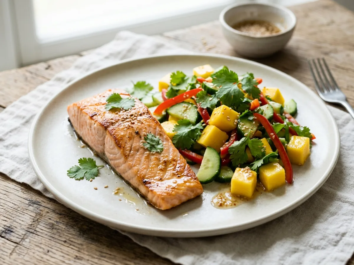 Asian Grilled Salmon with Mango Salad — recipe photo