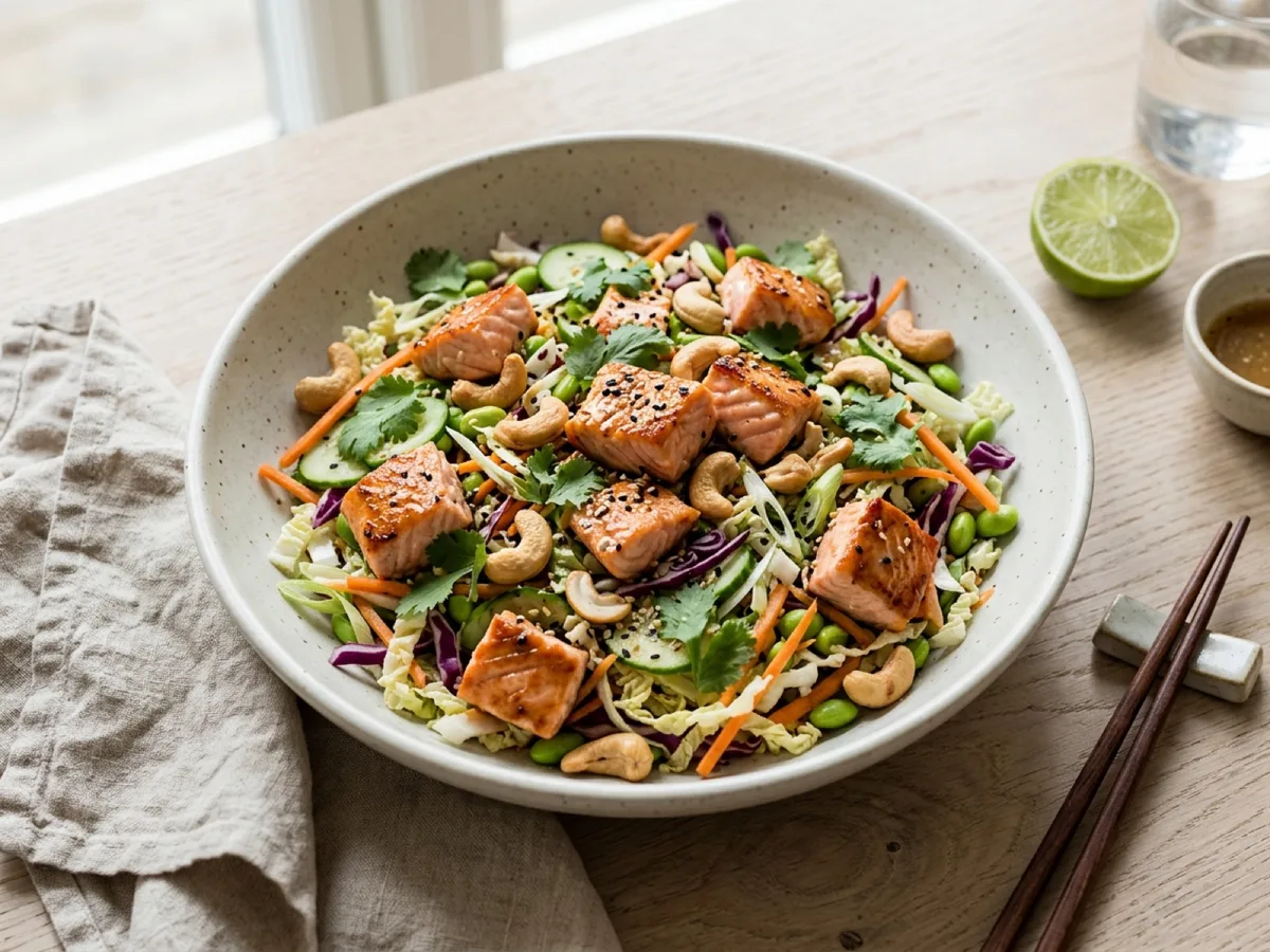 Asian Salmon Salad with Cashews — recipe photo