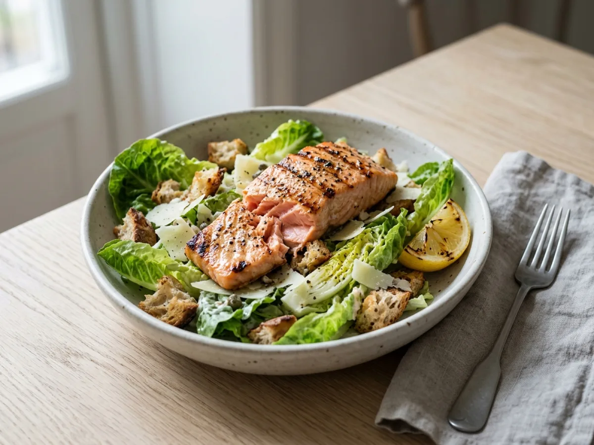 Grilled Salmon Caesar Salad — recipe photo