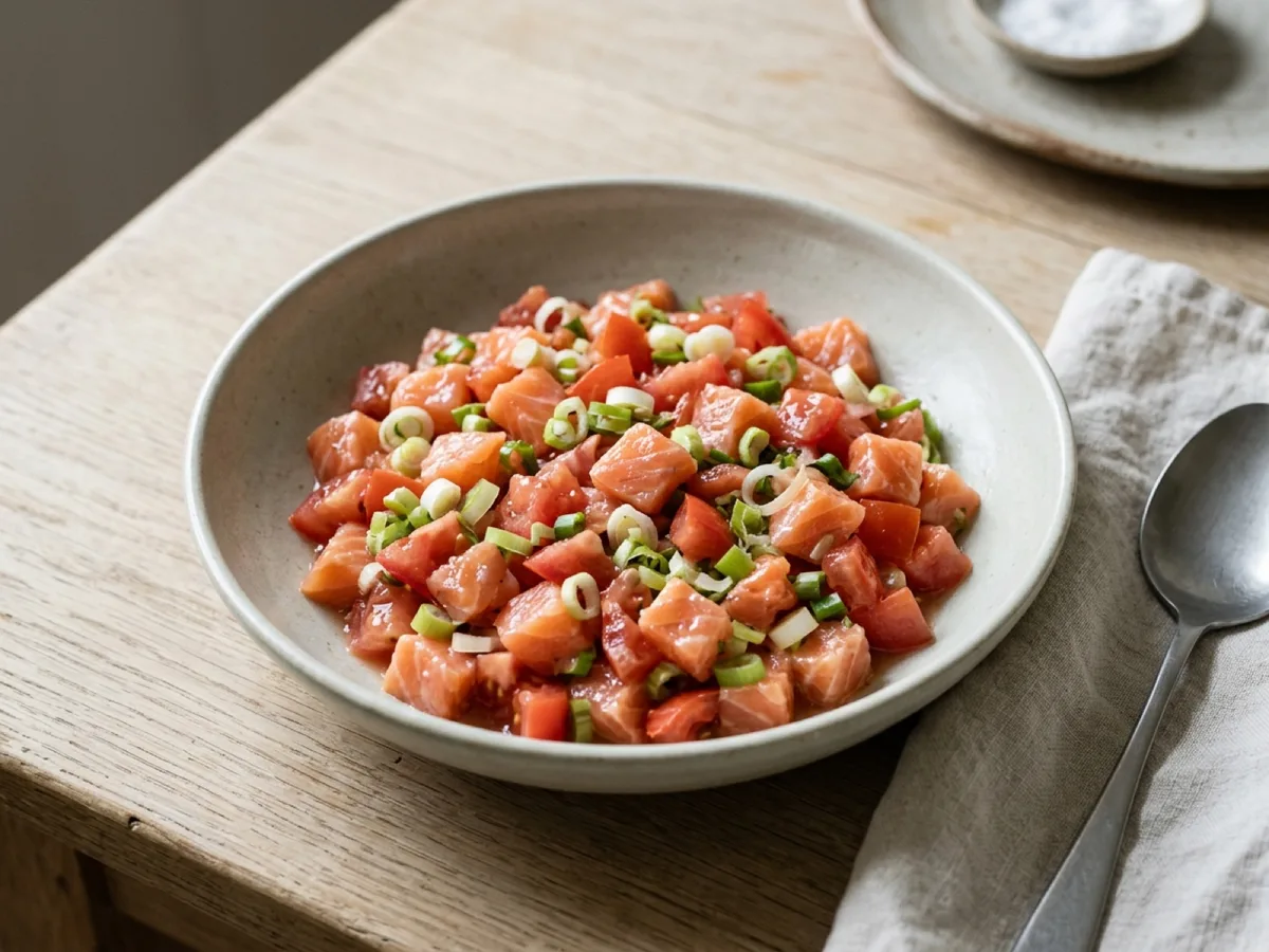 Lomi Lomi Salmon with Tomato and Spring Onion — recipe photo
