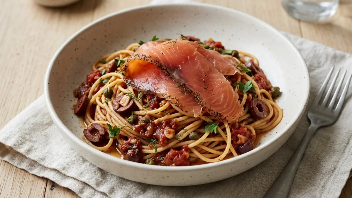 Puttanesca Pasta with Gravlax
