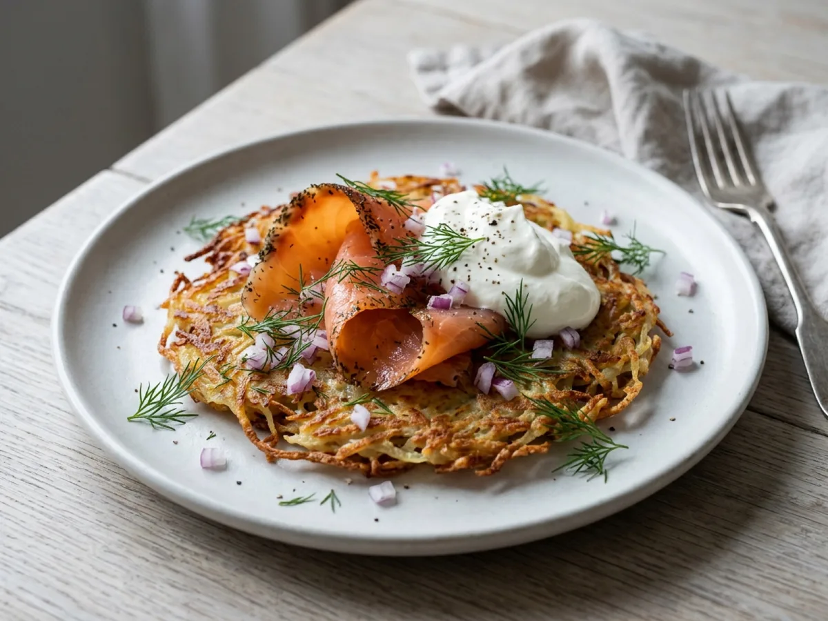 Råraka med gravad lax, smetana, lök och dill — receptbild
