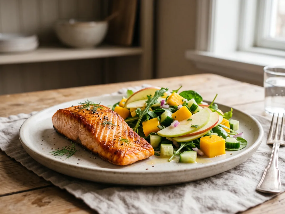Salmon with Mango and Apple Salad — recipe photo