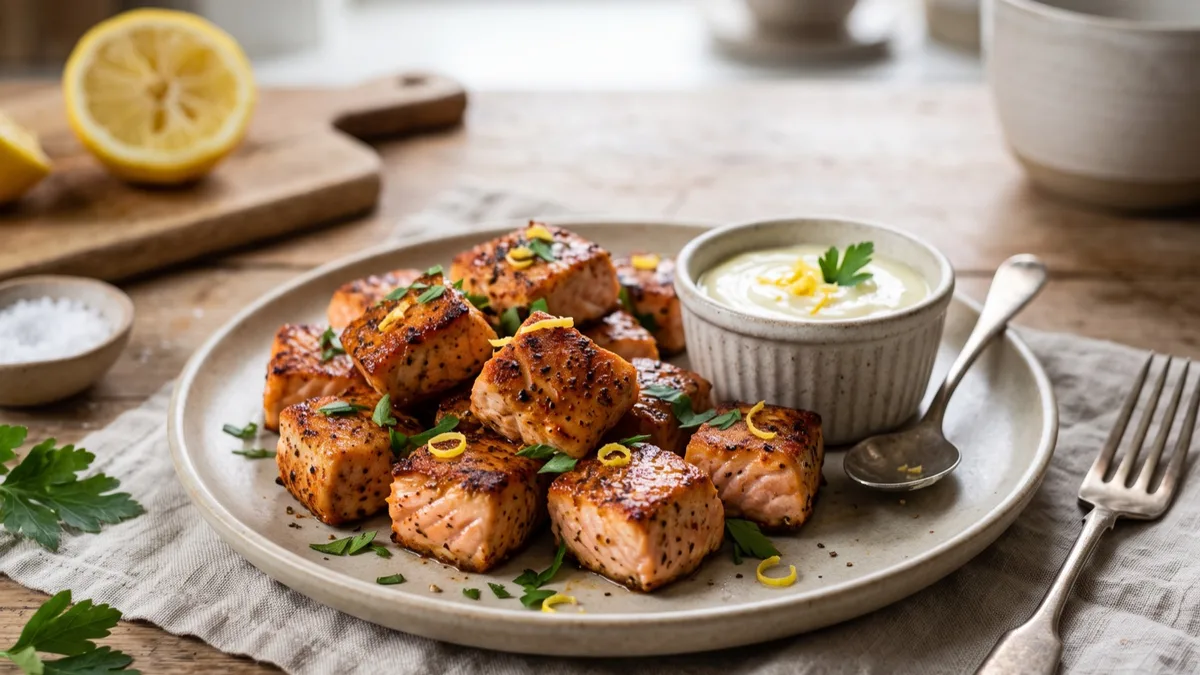 Smoky Salmon Bites with Lemon Aioli