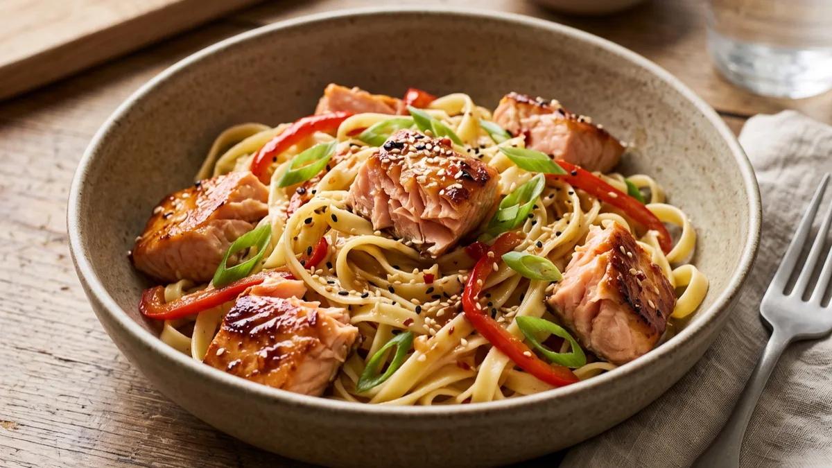 Sweet Chili Salmon with Pasta