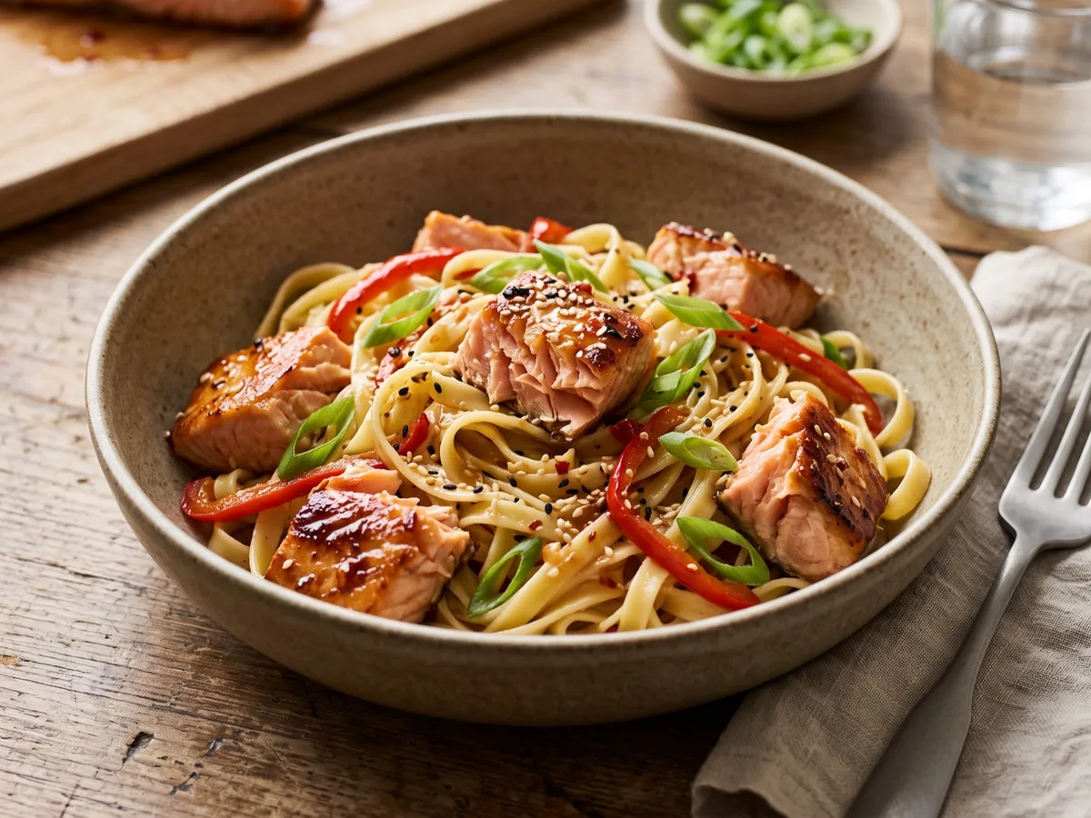Sweet Chili Salmon with Pasta — recipe photo